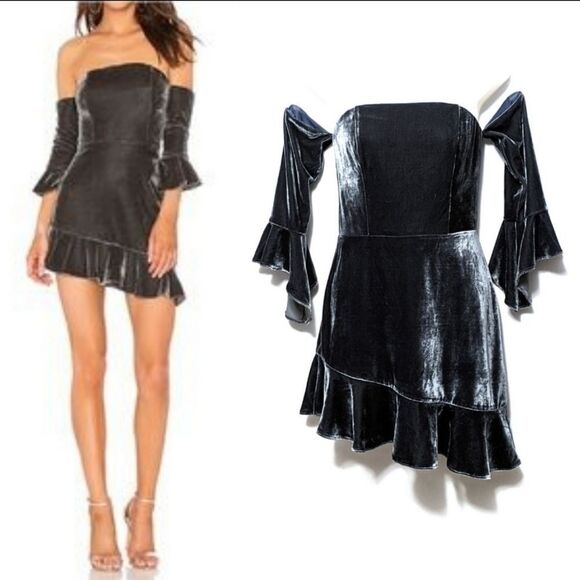 NWT REVOLVE NBD Adelita Velvet Ruffle Dress S - Picture 9 of 9